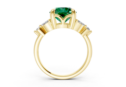 Elysium Emerald Gemstone Accent Round Cut 1.9mm Engagement Ring