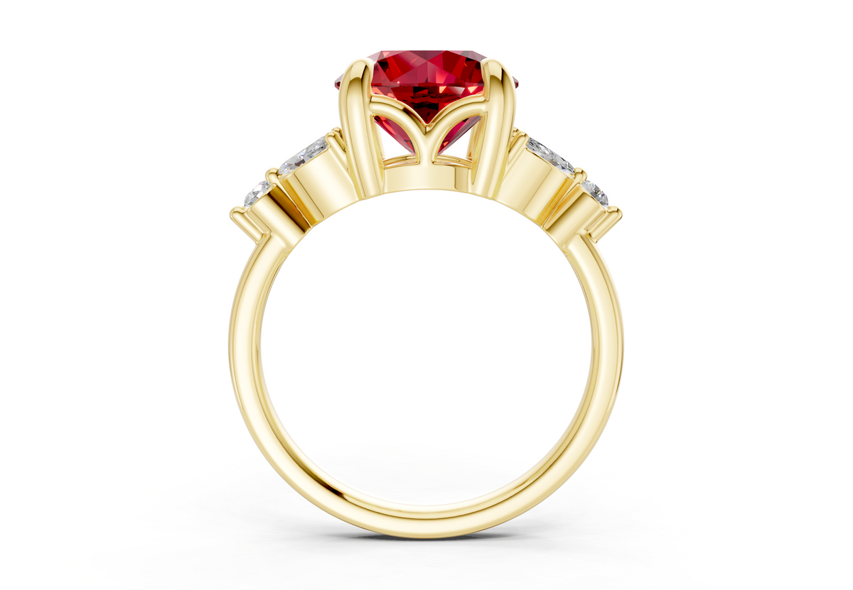 Elysium Ruby Gemstone Accent Round Cut 1.9mm Engagement Ring