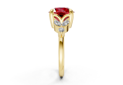Elysium Ruby Gemstone Accent Round Cut 1.9mm Engagement Ring