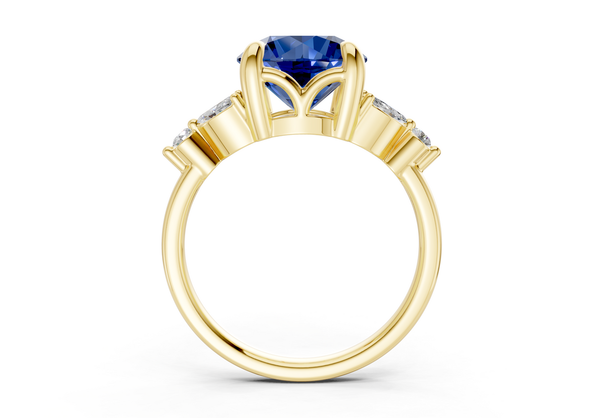 Elysium Sapphire Gemstone Accent Round Cut 1.9mm Engagement Ring