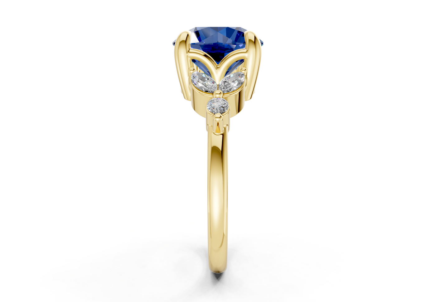 Elysium Sapphire Gemstone Accent Round Cut 1.9mm Engagement Ring
