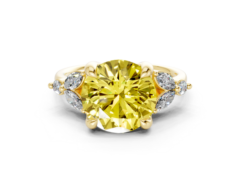 Elysium Yellow Diamond Accent Round Cut 1.9mm Engagement Ring
