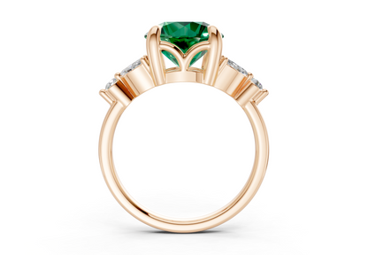 Elysium Emerald Gemstone Accent Round Cut 1.9mm Engagement Ring