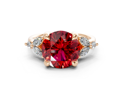 Elysium Ruby Gemstone Accent Round Cut 1.9mm Engagement Ring