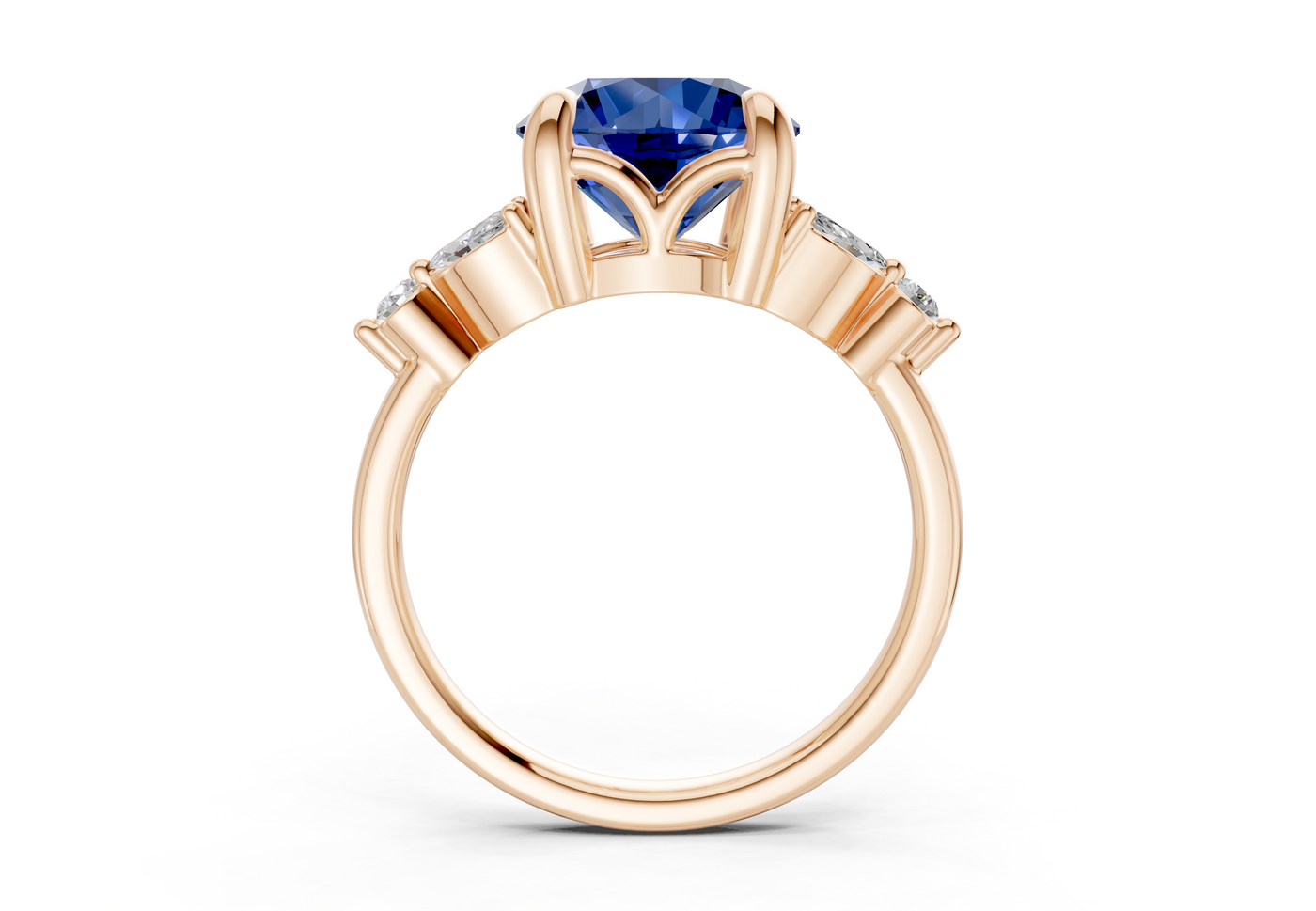 Elysium Sapphire Gemstone Accent Round Cut 1.9mm Engagement Ring