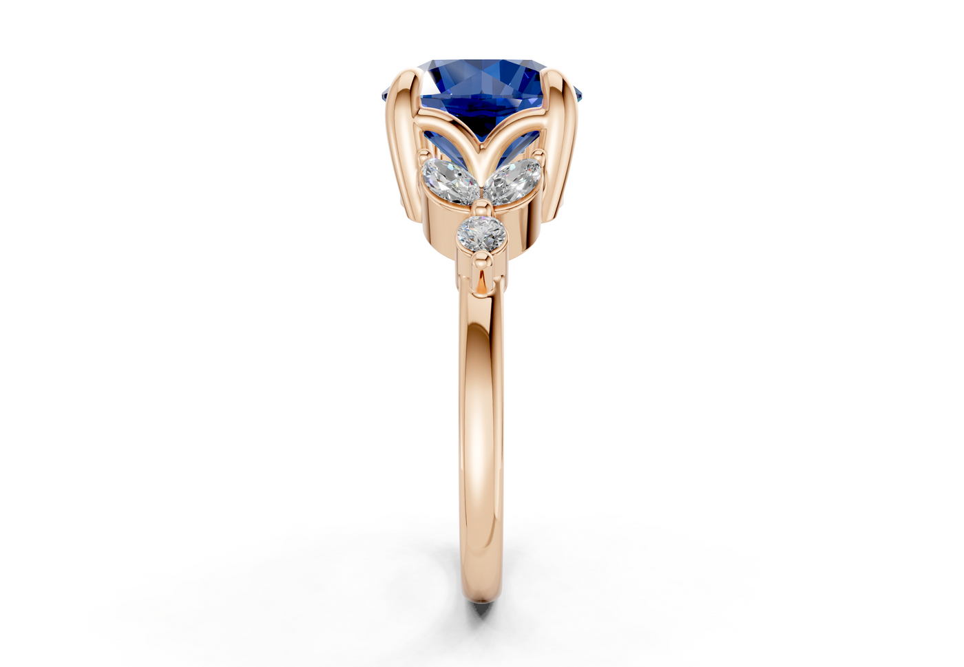 Elysium Sapphire Gemstone Accent Round Cut 1.9mm Engagement Ring