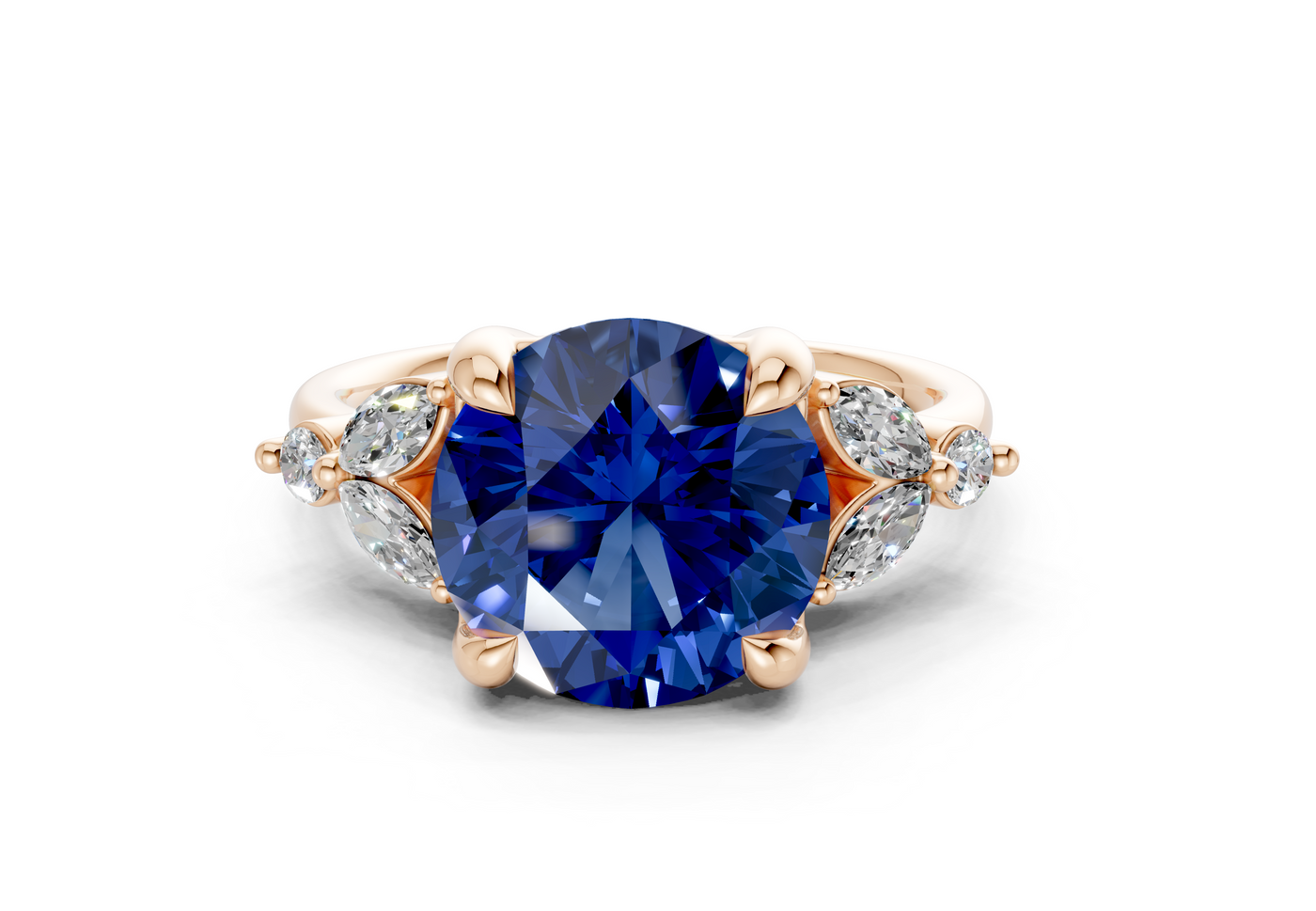 Elysium Sapphire Gemstone Accent Round Cut 1.9mm Engagement Ring