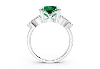 Elysium Emerald Gemstone Accent Round Cut 1.9mm Engagement Ring