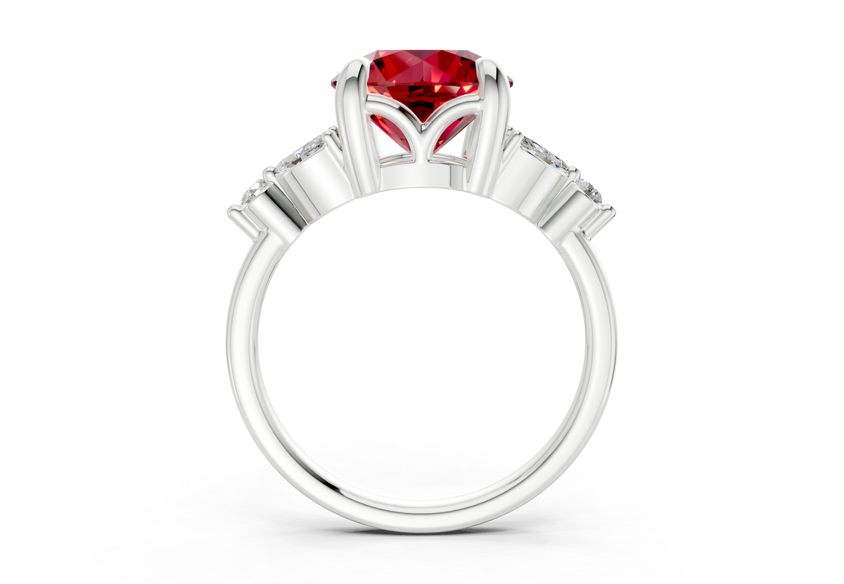 Elysium Ruby Gemstone Accent Round Cut 1.9mm Engagement Ring