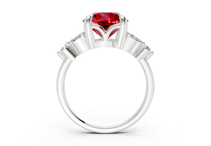 Elysium Ruby Gemstone Accent Round Cut 1.9mm Engagement Ring