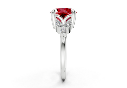 Elysium Ruby Gemstone Accent Round Cut 1.9mm Engagement Ring