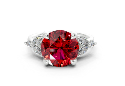 Elysium Ruby Gemstone Accent Round Cut 1.9mm Engagement Ring