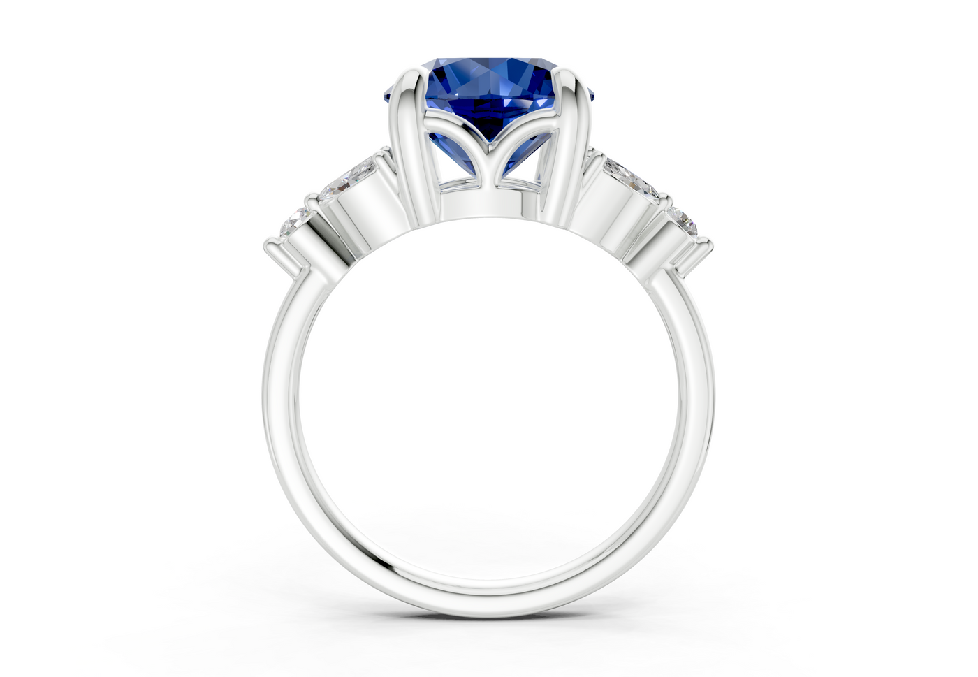 Elysium Sapphire Gemstone Accent Round Cut 1.9mm Engagement Ring