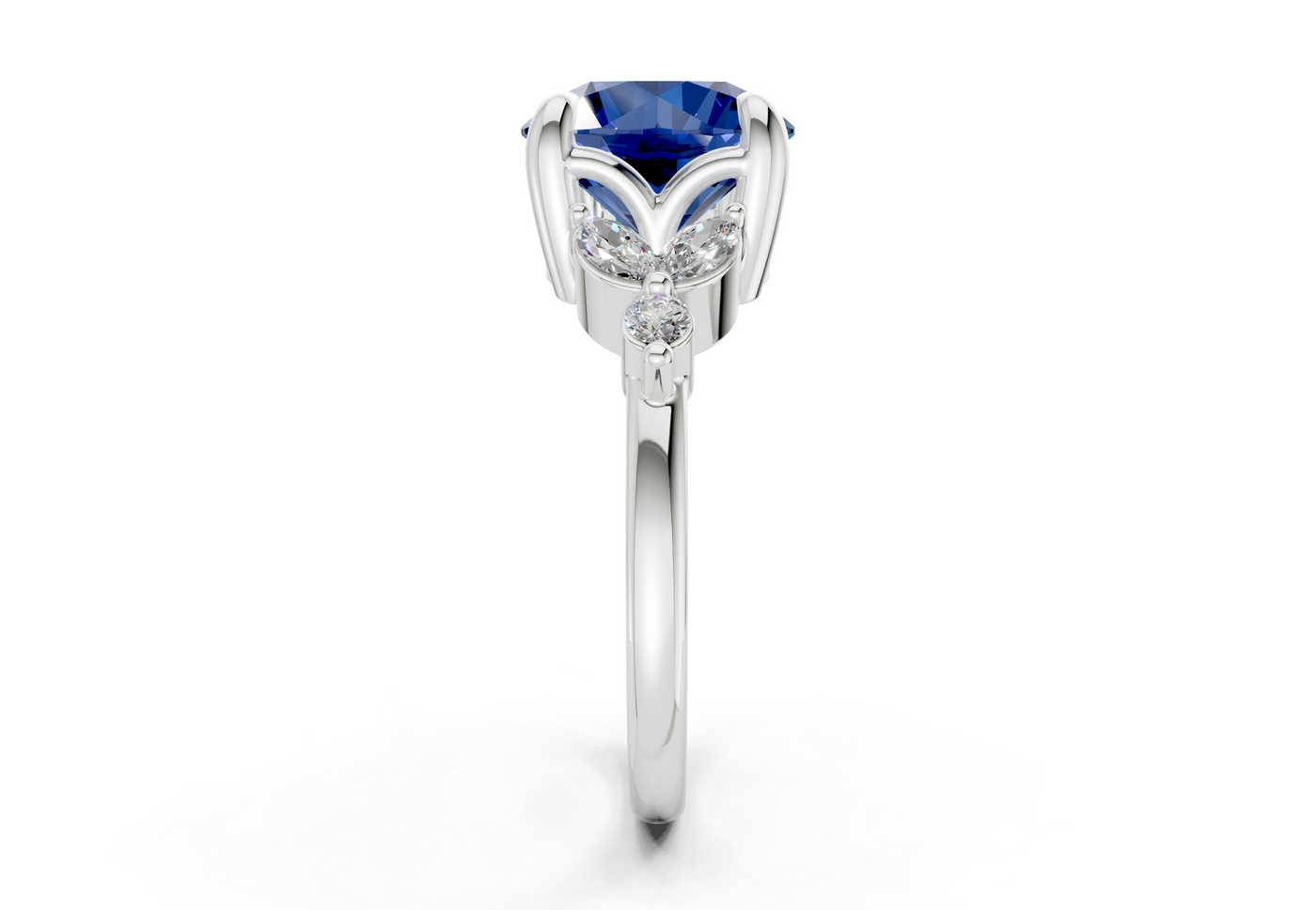 Elysium Sapphire Gemstone Accent Round Cut 1.9mm Engagement Ring