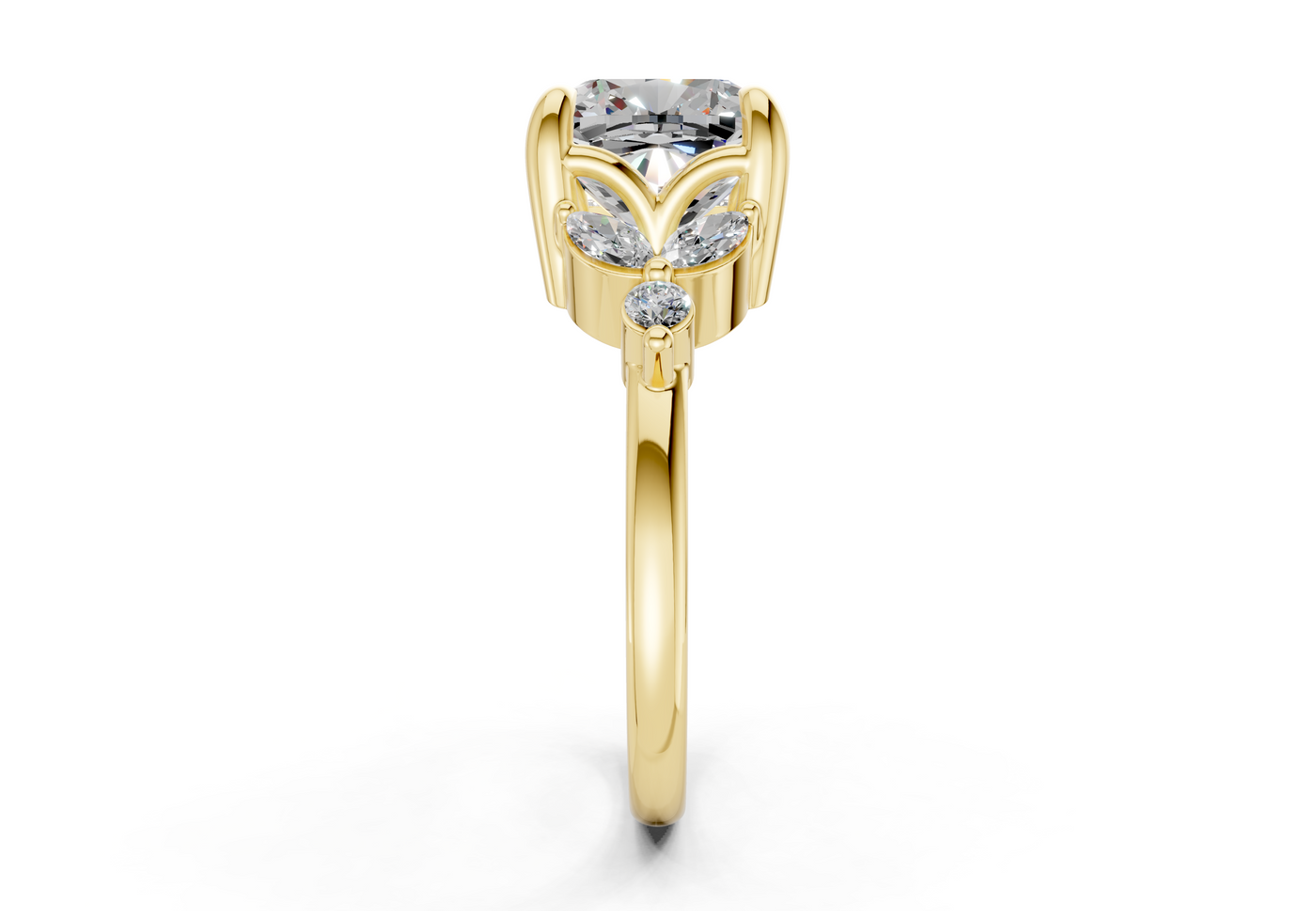 Elysium Diamond Accent Cushion Square Cut 1.9mm Engagement Ring