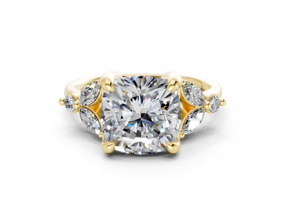 Elysium Diamond Accent Cushion Square Cut 1.9mm Engagement Ring