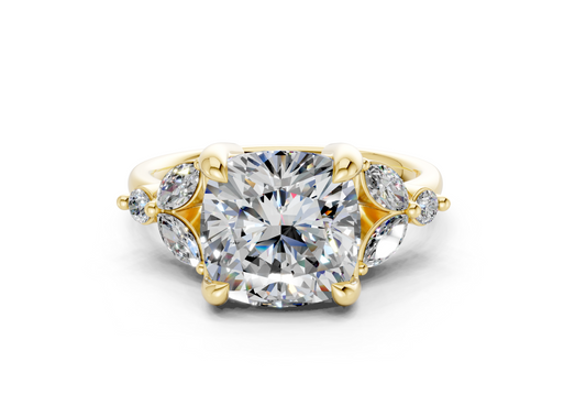 Elysium Diamond Accent Cushion Square Cut 1.9mm Engagement Ring