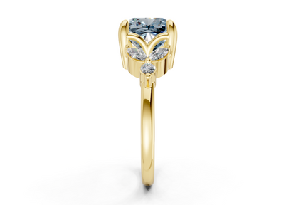 Elysium Blue Diamond Accent Cushion Square Cut 1.9mm Engagement Ring