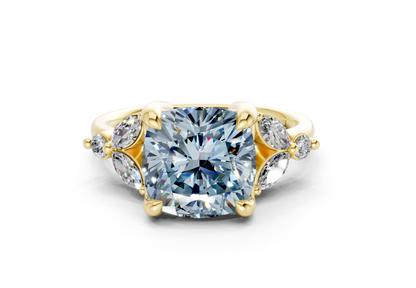 Elysium Blue Diamond Accent Cushion Square Cut 1.9mm Engagement Ring