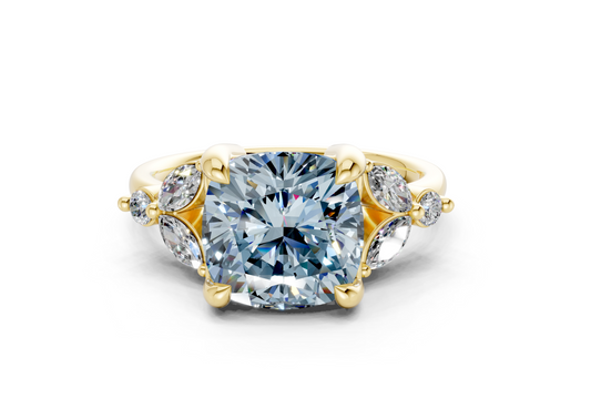 Elysium Blue Diamond Accent Cushion Square Cut 1.9mm Engagement Ring