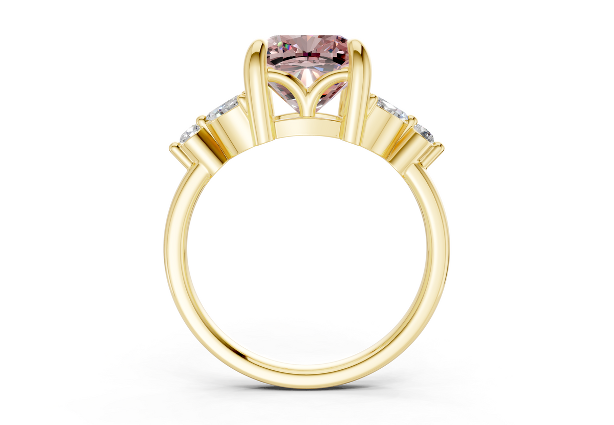 Elysium Pink Diamond Accent Cushion Square Cut 1.9mm Engagement Ring
