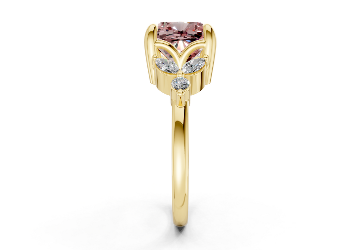 Elysium Pink Diamond Accent Cushion Square Cut 1.9mm Engagement Ring