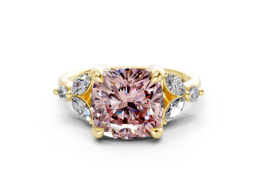Elysium Pink Diamond Accent Cushion Square Cut 1.9mm Engagement Ring