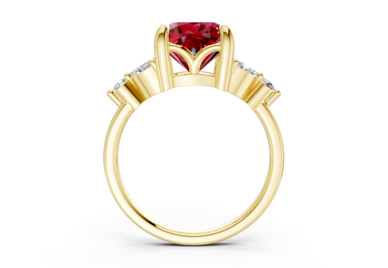Elysium Ruby Gemstone Accent Cushion Square Cut 1.9mm Engagement Ring