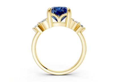Elysium Sapphire Gemstone Accent Cushion Square Cut 1.9mm Engagement Ring
