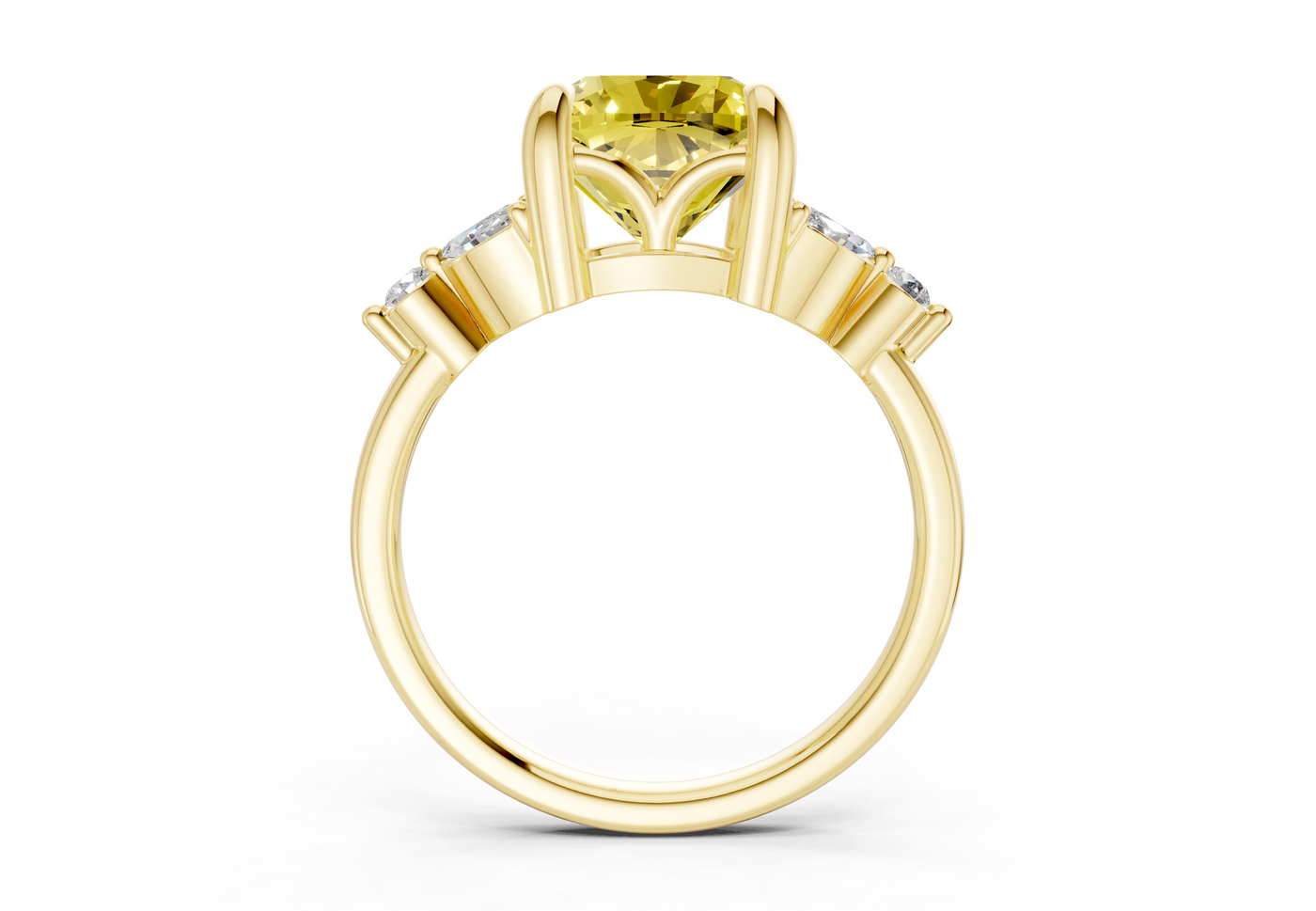 Elysium Yellow Diamond Accent Cushion Square Cut 1.9mm Engagement Ring