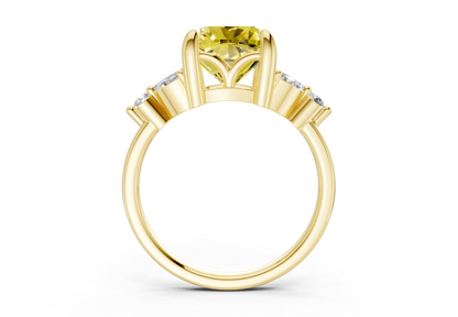 Elysium Yellow Diamond Accent Cushion Square Cut 1.9mm Engagement Ring