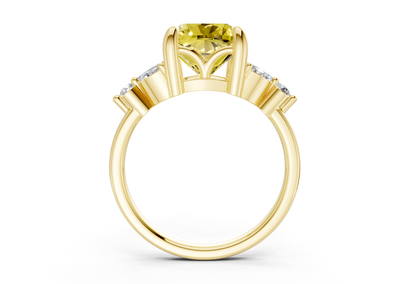 Elysium Yellow Diamond Accent Cushion Square Cut 1.9mm Engagement Ring