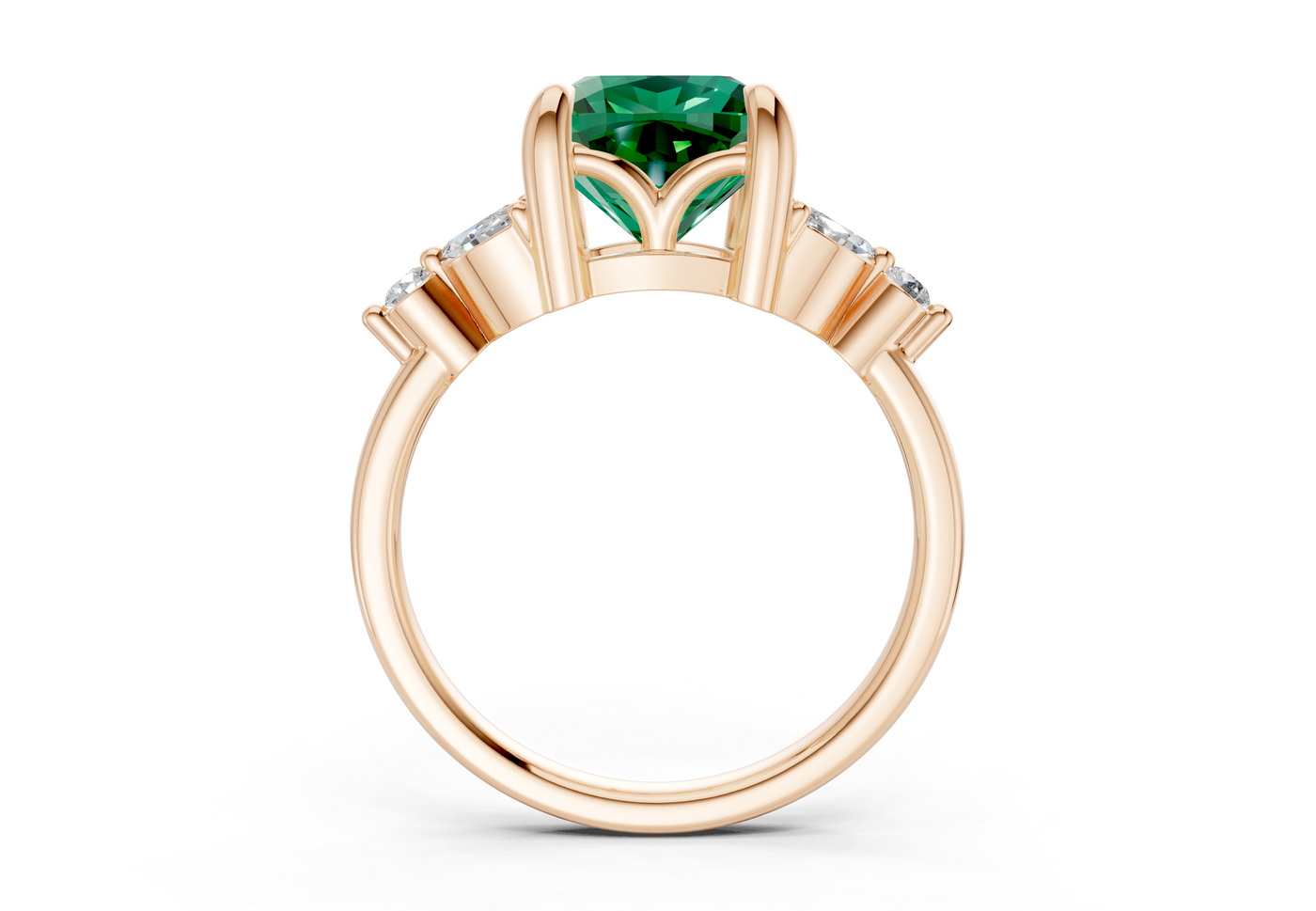 Elysium Emerald Gemstone Accent Cushion Square Cut 1.9mm Engagement Ring