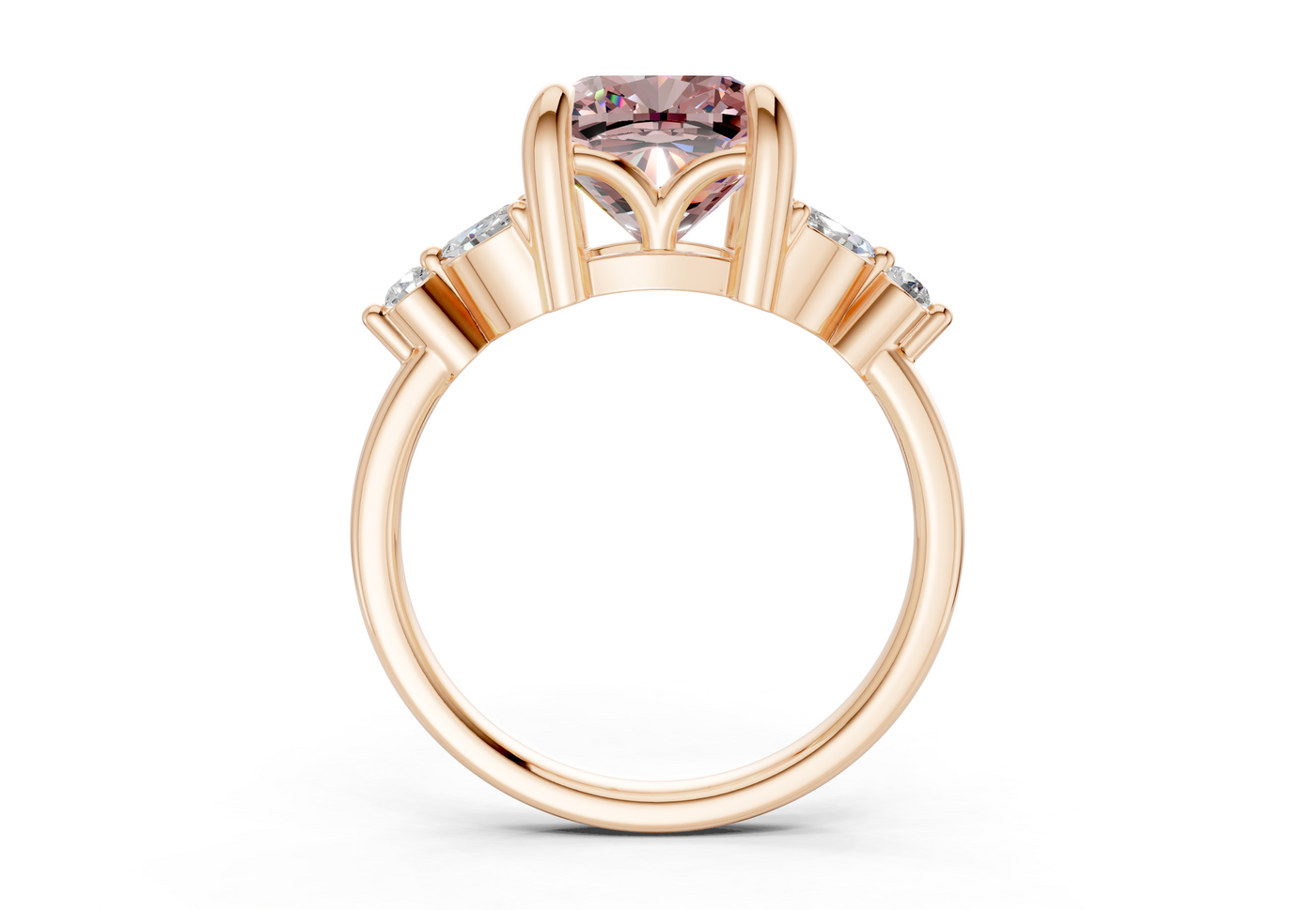 Elysium Pink Diamond Accent Cushion Square Cut 1.9mm Engagement Ring