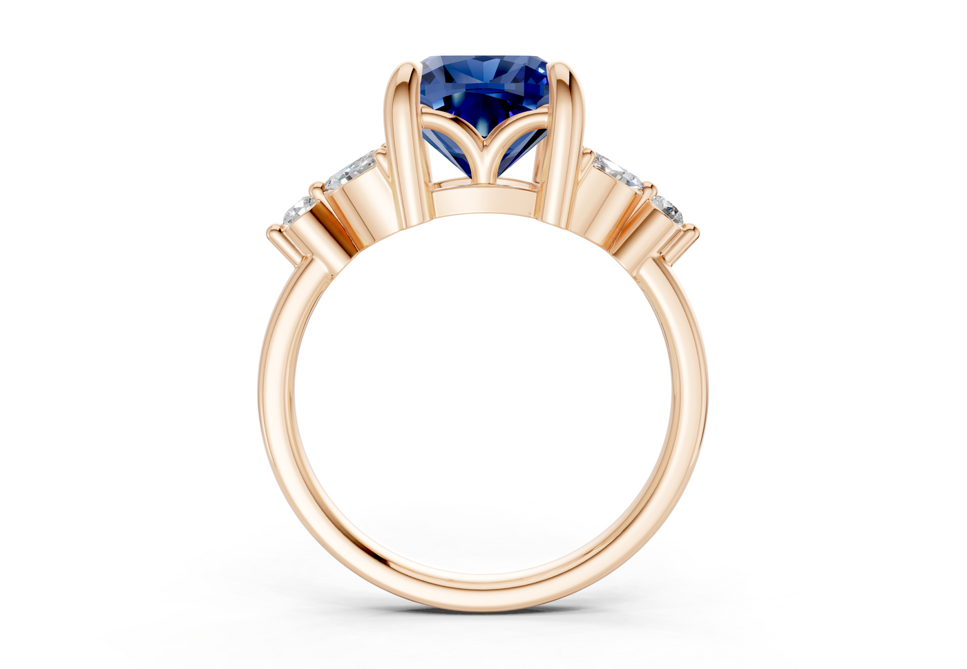 Elysium Sapphire Gemstone Accent Cushion Square Cut 1.9mm Engagement Ring
