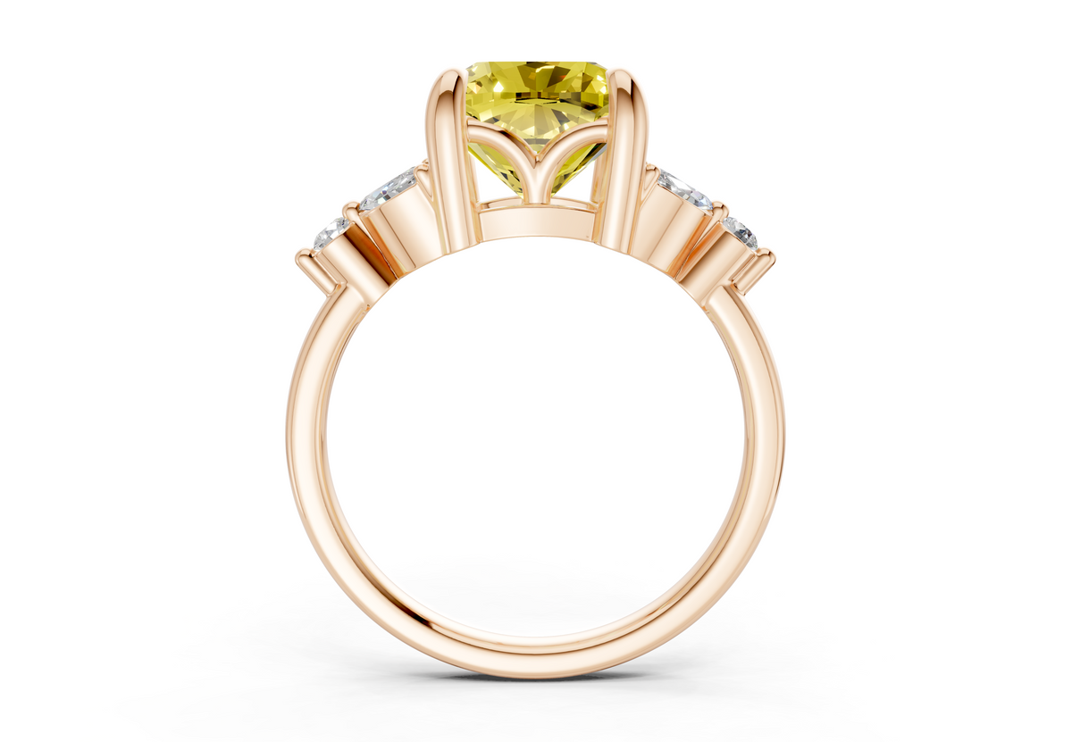 Elysium Yellow Diamond Accent Cushion Square Cut 1.9mm Engagement Ring