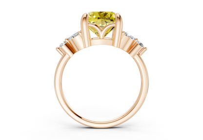 Elysium Yellow Diamond Accent Cushion Square Cut 1.9mm Engagement Ring