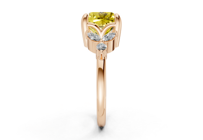 Elysium Yellow Diamond Accent Cushion Square Cut 1.9mm Engagement Ring
