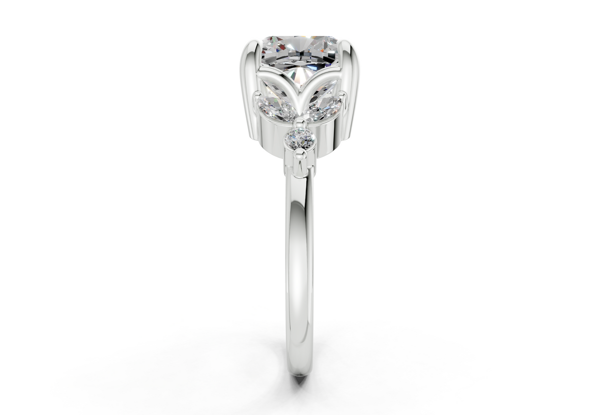 Elysium Diamond Accent Cushion Square Cut 1.9mm Engagement Ring