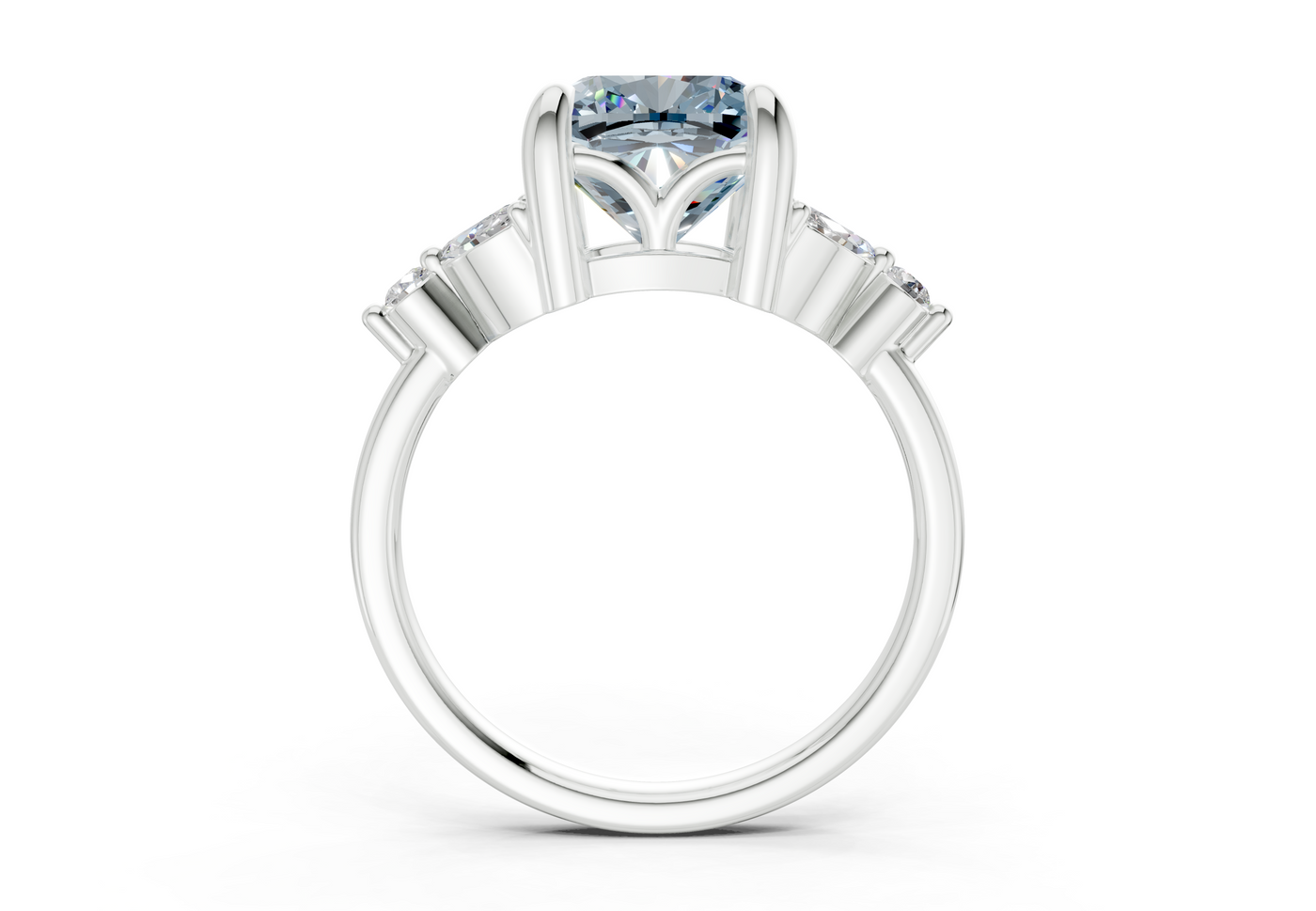 Elysium Blue Diamond Accent Cushion Square Cut 1.9mm Engagement Ring