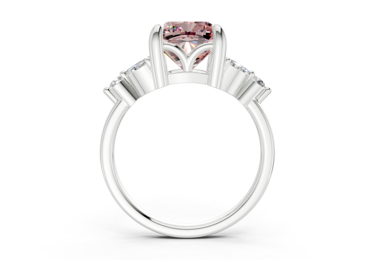 Elysium Pink Diamond Accent Cushion Square Cut 1.9mm Engagement Ring