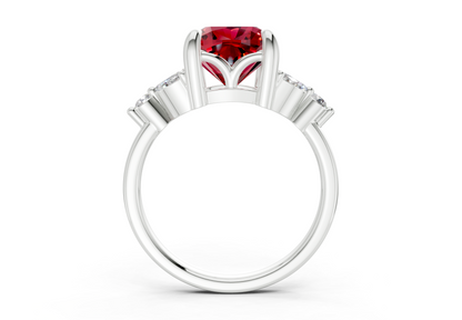 Elysium Ruby Gemstone Accent Cushion Square Cut 1.9mm Engagement Ring