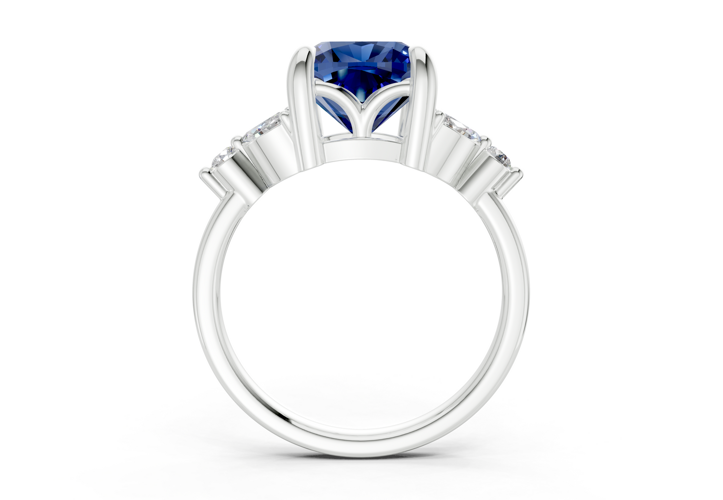 Elysium Sapphire Gemstone Accent Cushion Square Cut 1.9mm Engagement Ring