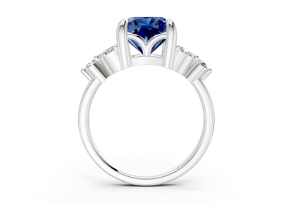 Elysium Sapphire Gemstone Accent Cushion Square Cut 1.9mm Engagement Ring