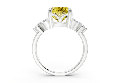Elysium Yellow Diamond Accent Cushion Square Cut 1.9mm Engagement Ring