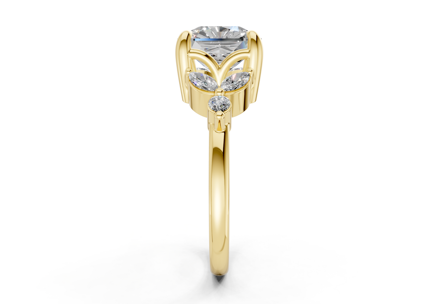 Elysium Diamond Accent Radiant Square Cut 1.9mm Engagement Ring