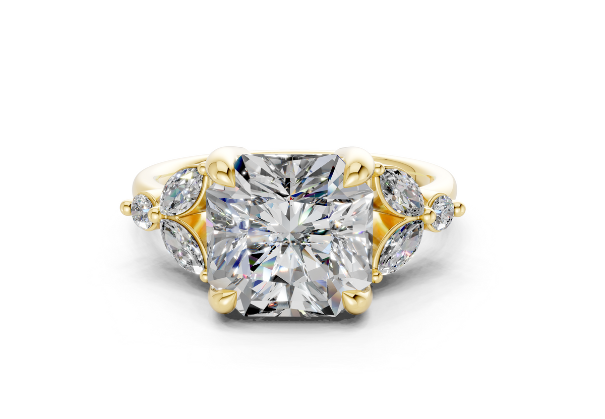 Elysium Diamond Accent Radiant Square Cut 1.9mm Engagement Ring
