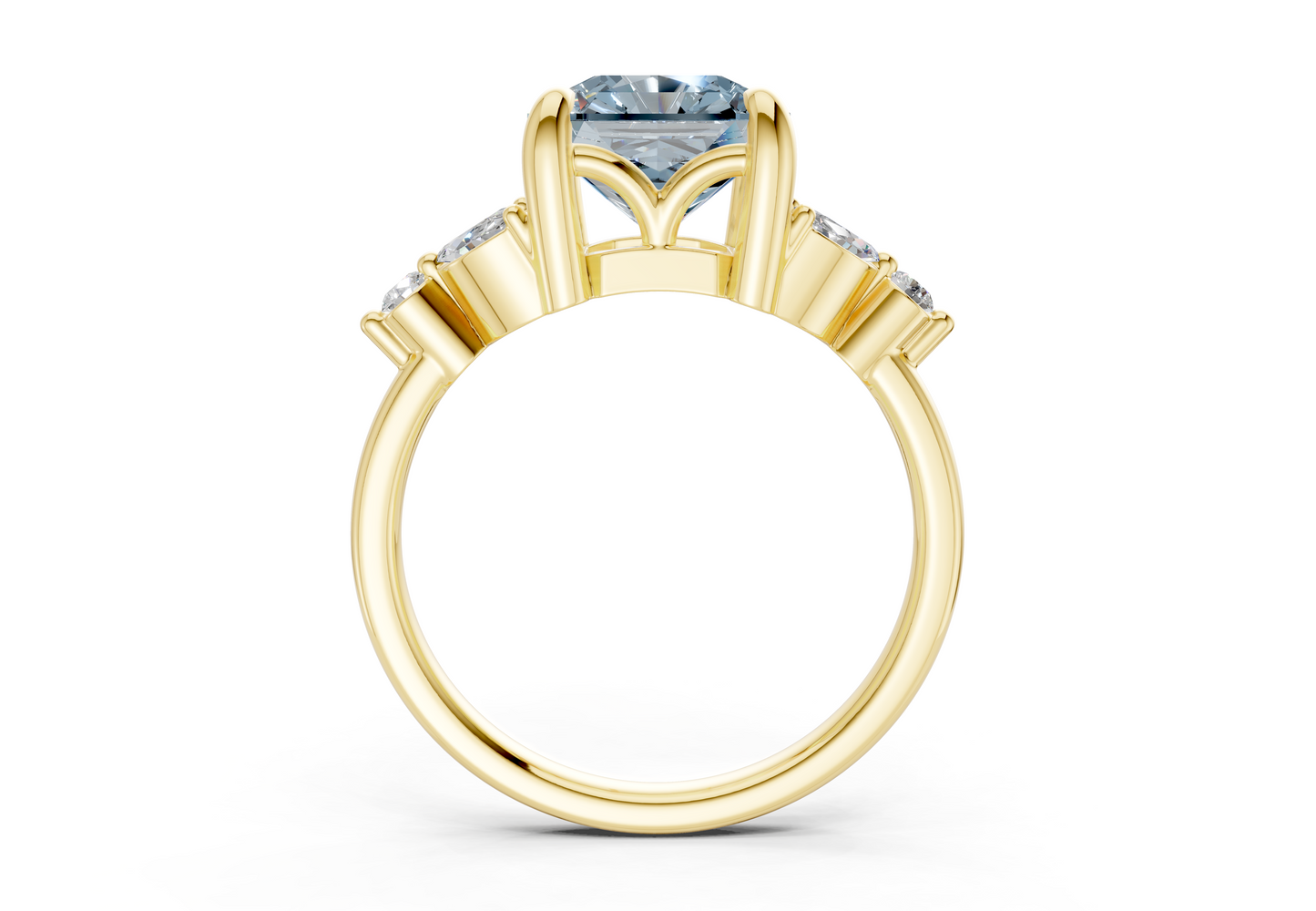 Elysium Blue Diamond Accent Radiant Square Cut 1.9mm Engagement Ring