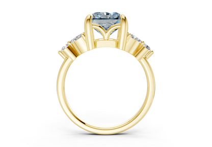 Elysium Blue Diamond Accent Radiant Square Cut 1.9mm Engagement Ring