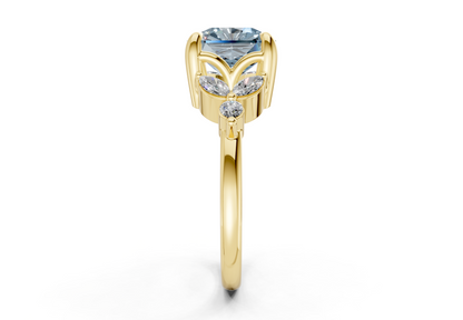 Elysium Blue Diamond Accent Radiant Square Cut 1.9mm Engagement Ring